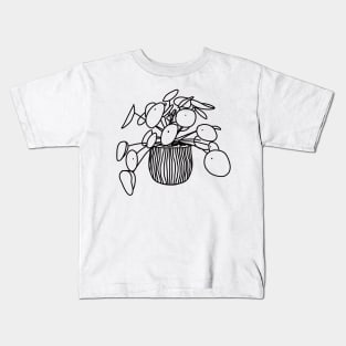 House Plant Line Art Drawing Kids T-Shirt